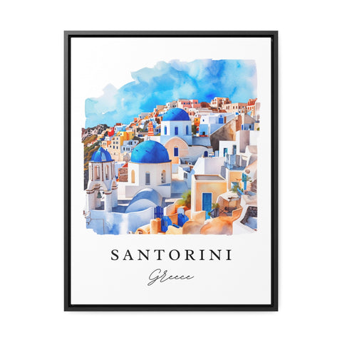 Santorini traditional travel art version 2- Greece, Santorini print, Wedding gift, Birthday present, Custom Text, Perfect Gift