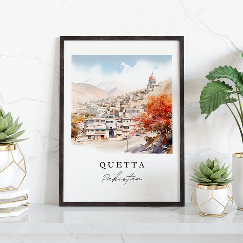 Quetta traditional travel art - Pakistan, Quetta poster print, Wedding gift, Birthday present, Custom Text, Perfect Gift
