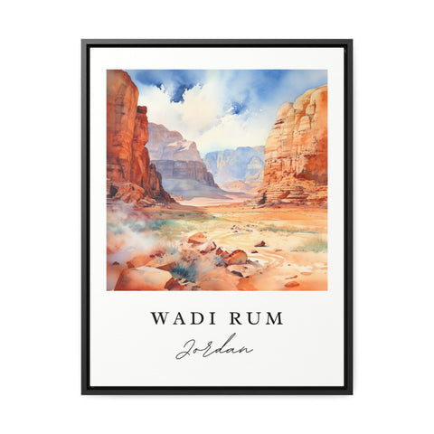 Wadi Rum traditional travel art - Saudi Arabia, Wadi Rum poster print, Wedding gift, Birthday present, Custom Text, Perfect Gift