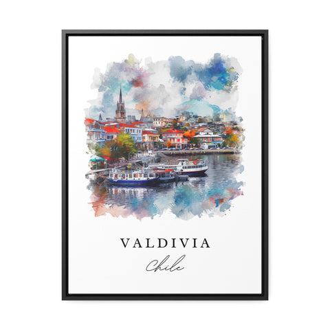 Valdivia traditional travel art - Chile, Valdivia print, Wedding gift, Birthday present, Custom Text, Perfect Gift