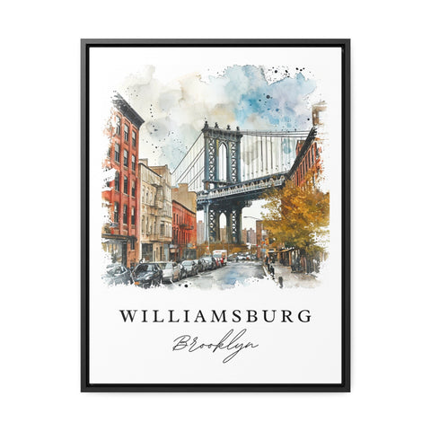 Williamsburg watercolor travel art - Brooklyn, Williamsburg print, Wedding gift, Birthday present, Custom Text, Perfect Gift
