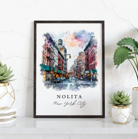 Nolita watercolor travel art - Downtown Manhattan, Nolita print, Wedding gift, Birthday present, Custom Text, Perfect Gift