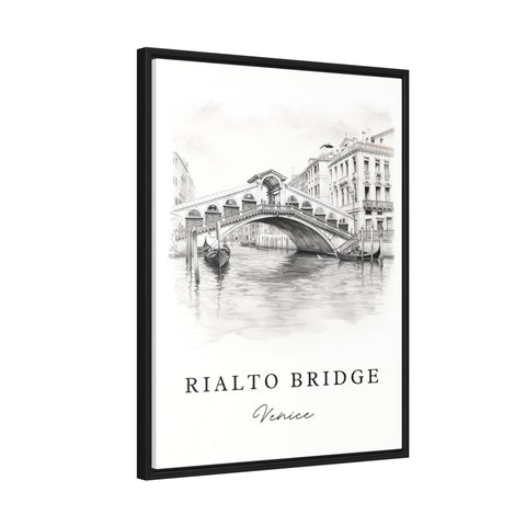 Realto Bridge Pencil Sketch travel art - Venice Italy, Realto Bridge print, Wedding gift, Birthday present, Custom Text, Perfect Gift