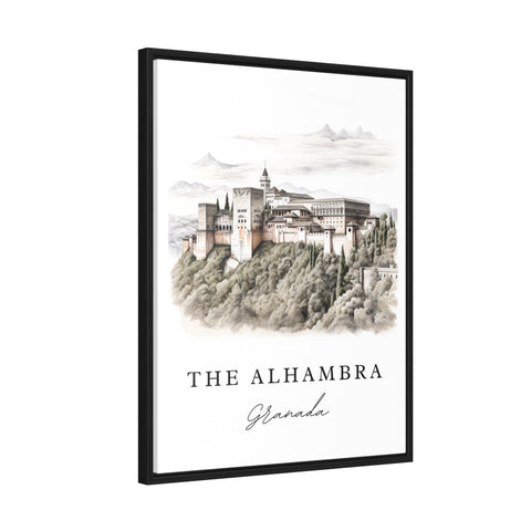 The Alhambra Pencil Sketch travel art - Granada, The Alhambra Spain print, Wedding gift, Birthday present, Custom Text, Perfect Gift