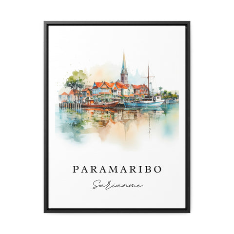 Paramaribo traditional travel art - Suriname, Paramaribo poster print, Wedding gift, Birthday present, Custom Text, Perfect Gift