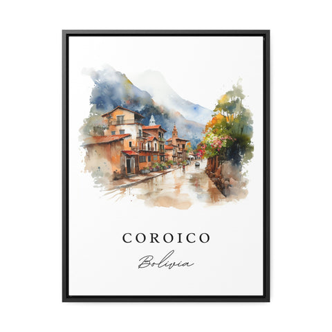 Coroico traditional travel art - Bolivia, Coroico poster print, Wedding gift, Birthday present, Custom Text, Perfect Gift