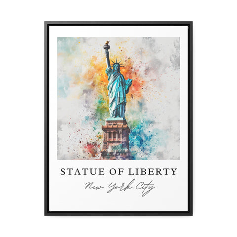 Statue of Liberty watercolor travel art - NYC, State of Liberty print, Wedding gift, Birthday present, Custom Text, Perfect Gift