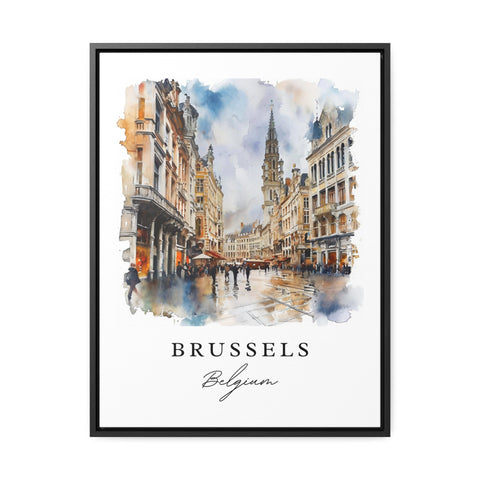 Brussels watercolor travel art - Belgium, Brussels print, Wedding gift, Birthday present, Custom Text, Perfect Gift