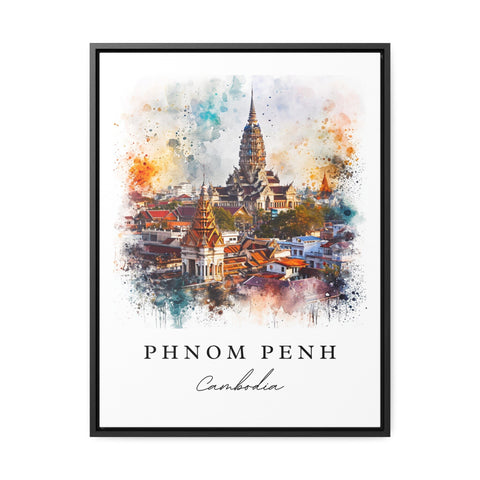 Phnom Penh watercolor travel art - Cambodia, Phnom Penh print, Wedding gift, Birthday present, Custom Text, Perfect Gift