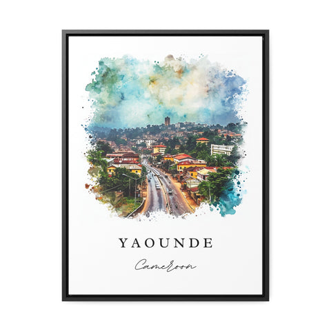 Yaounde watercolor travel art - Cameroon, Yaounde print, Wedding gift, Birthday present, Custom Text, Perfect Gift