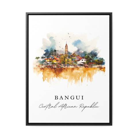 Bangui watercolor travel art - Central African Republic, Bangui print, Wedding gift, Birthday present, Custom Text, Perfect Gift