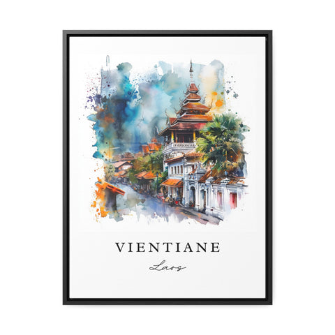 Vientiane watercolor travel art - Laos, Vientiane print, Wedding gift, Birthday present, Custom Text, Perfect Gift