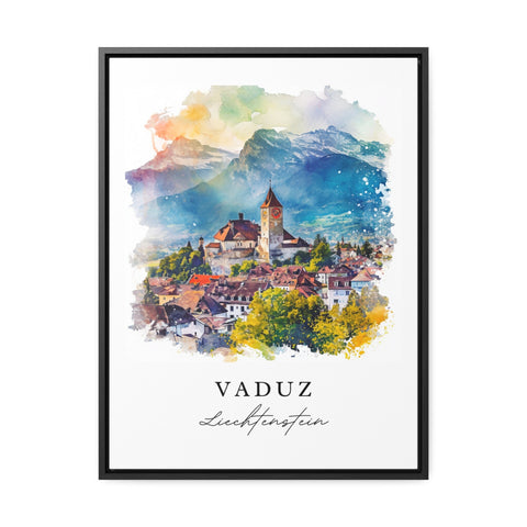 Vaduz watercolor travel art - Liechtenstein, Vaduz print, Wedding gift, Birthday present, Custom Text, Perfect Gift