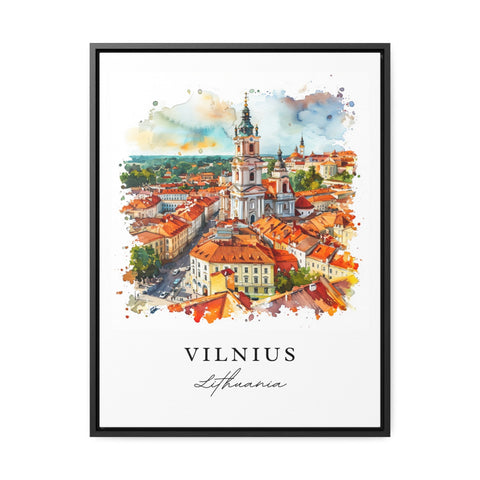 Vilnius watercolor travel art - Lithuania, Vilnius print, Wedding gift, Birthday present, Custom Text, Perfect Gift