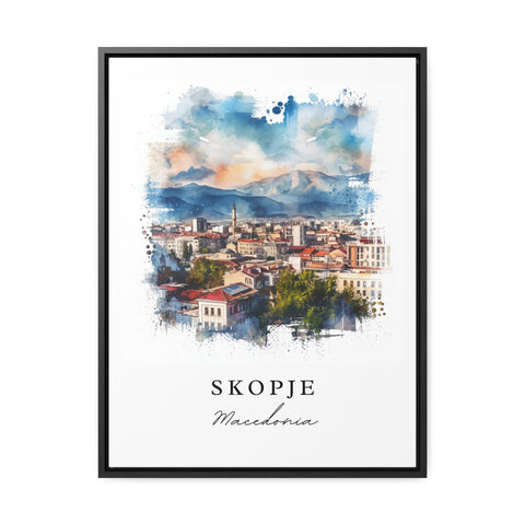 Skopje watercolor travel art - Macedonia, Skopje print, Wedding gift, Birthday present, Custom Text, Perfect Gift
