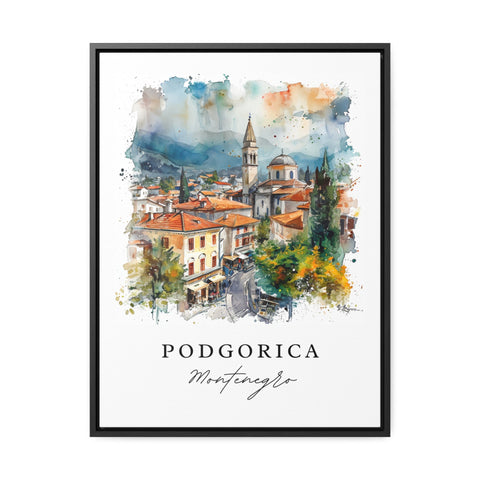Podgorica watercolor travel art - Montenegro, Podgorica print, Wedding gift, Birthday present, Custom Text, Perfect Gift
