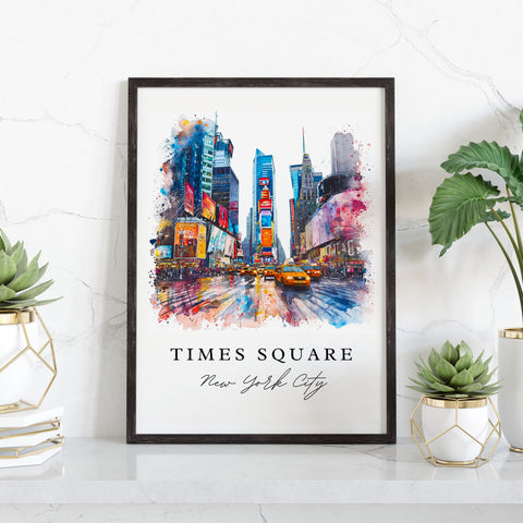 Times Square watercolor travel art - Manhattan, Times Square NYC print, Wedding gift, Birthday present, Custom Text, Perfect Gift