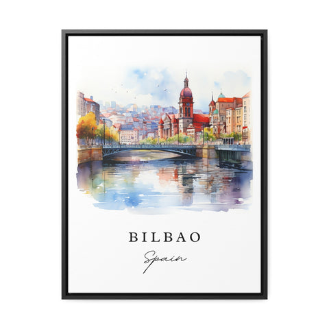 Bilbao traditional travel art - Spain, Bilbao poster print, Wedding gift, Birthday present, Custom Text, Perfect Gift