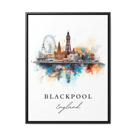 Blackpool traditional travel art - England, Blackpool poster print, Wedding gift, Birthday present, Custom Text, Perfect Gift