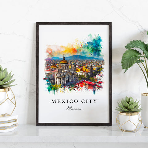 Mexico City watercolor travel art - Mexico, Mexico City print, Wedding gift, Birthday present, Custom Text, Perfect Gift