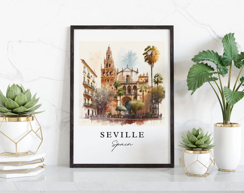 Set of 3 Spain Watercolor Wall Art - Three Iconic Cities from Spain: Barcelona, Madrid, Seville Artwork, Perfect Gift, Unique Home Decor