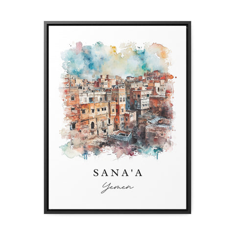 Sana'a watercolor travel art - Yemen, Sana'a print, Wedding gift, Birthday present, Custom Text, Perfect Gift