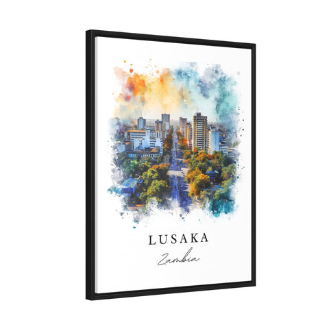 Lusaka watercolor travel art - Zambia, Lusaka print, Wedding gift, Birthday present, Custom Text, Perfect Gift