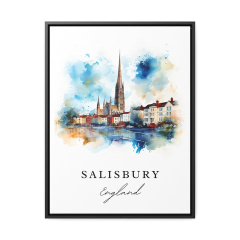 Salisbury traditional travel art - England, Salisbury poster print, Wedding gift, Birthday present, Custom Text, Perfect Gift