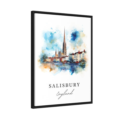 Salisbury traditional travel art - England, Salisbury poster print, Wedding gift, Birthday present, Custom Text, Perfect Gift