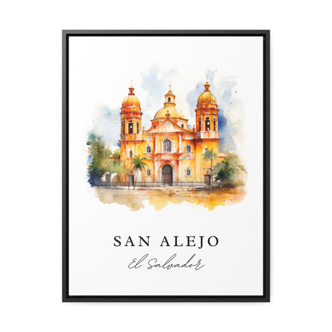 San Alejo traditional travel art - El Salvador, San Alejo poster print, Wedding gift, Birthday present, Custom Text, Perfect Gift