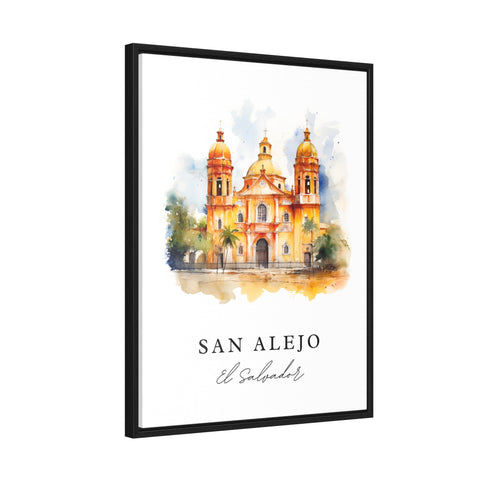 San Alejo traditional travel art - El Salvador, San Alejo poster print, Wedding gift, Birthday present, Custom Text, Perfect Gift