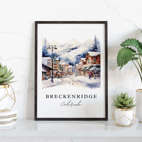 Breckenridge traditional travel art - Colorado, Breckenridge CO poster print, Wedding gift, Birthday present, Custom Text, Perfect Gift