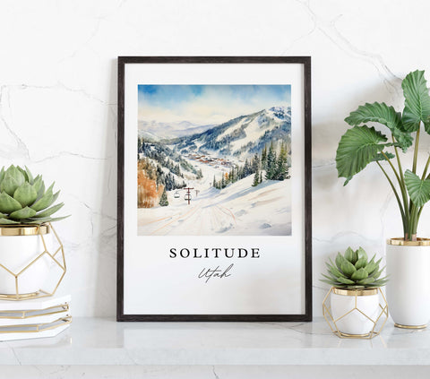 Solitude traditional travel art - Utah, Solitude poster print, Wedding gift, Birthday present, Custom Text, Perfect Gift