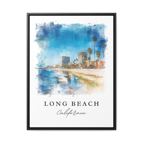 Long Beach Cali watercolor travel art - Los Angeles, Long Beach print, Wedding gift, Birthday present, Custom Text, Perfect Gift