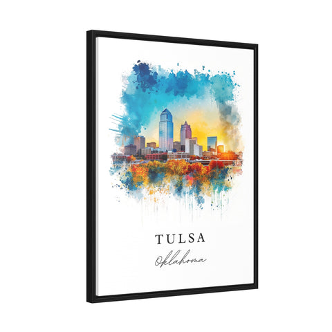 Tulsa watercolor travel art - Oklahoma, Tulsa print, Wedding gift, Birthday present, Custom Text, Perfect Gift