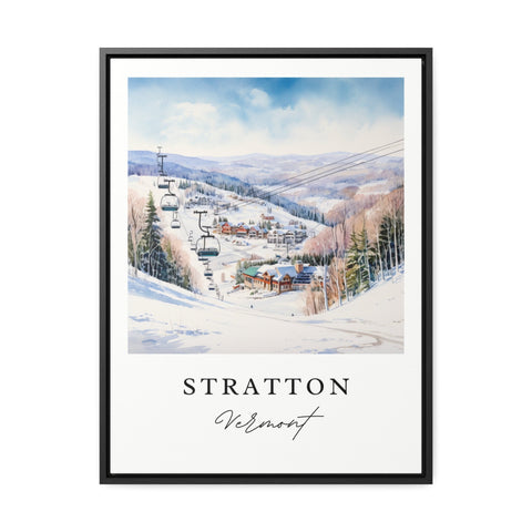 Stratton traditional travel art - Vermont, Stratton Ski Area print, Wedding gift, Birthday present, Custom Text, Perfect Gift