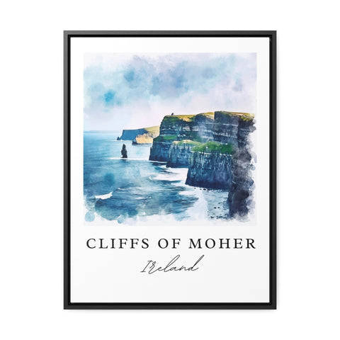 Cliffs of Moher traditional travel art - Ireland, Cliffs of Moher print, Wedding gift, Birthday present, Custom Text, Perfect Gift