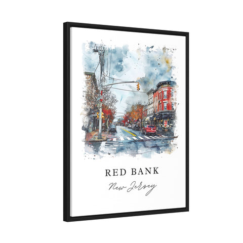 Red Bank traditional travel art - New Jersey, Red Bank print, Wedding gift, Birthday present, Custom Text, Perfect Gift