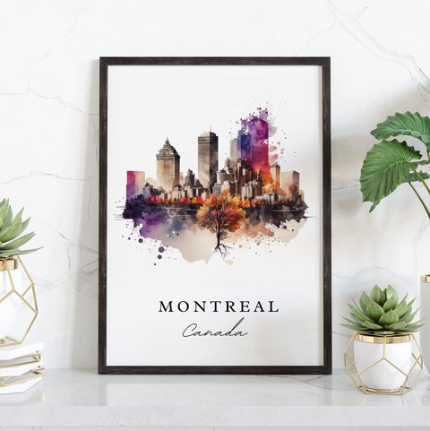 Montreal traditional travel art - Canada, Montreal poster print, Wedding gift, Birthday present, Custom Text, Perfect Gift