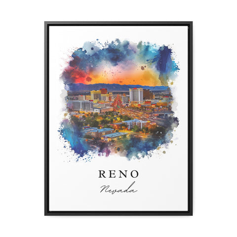 Reno watercolor travel art - Nevada, Reno print, Wedding gift, Birthday present, Custom Text, Perfect Gift
