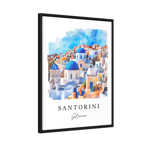 Santorini traditional travel art version 2- Greece, Santorini print, Wedding gift, Birthday present, Custom Text, Perfect Gift