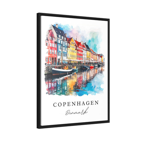 Copenhagen traditional travel art - Denmark, Copenhagen print, Wedding gift, Birthday present, Custom Text, Perfect Gift