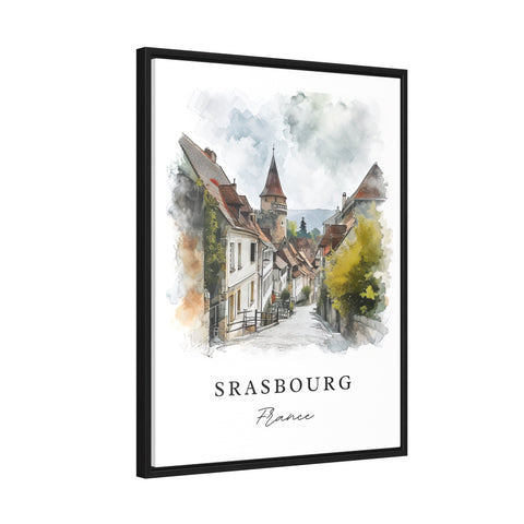 Strasbourg traditional travel art - France, Strasbourg print, Wedding gift, Birthday present, Custom Text, Perfect Gift