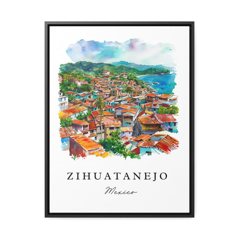 Zihuatanejo traditional travel art - Mexico, Zihuatanejo print, Wedding gift, Birthday present, Custom Text, Perfect Gift