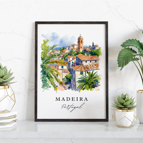 Madeira traditional travel art - Portugal, Madeira print, Wedding gift, Birthday present, Custom Text, Perfect Gift