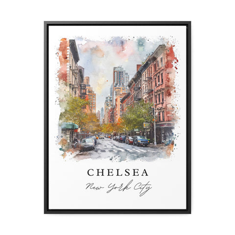 Chelsea watercolor travel art - downtown Manhattan, Chelsea print, Wedding gift, Birthday present, Custom Text, Perfect Gift