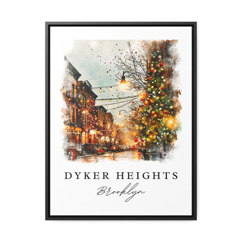Dyker Heights watercolor travel art - Brooklyn, Dyker Heights print, Wedding gift, Birthday present, Custom Text, Perfect Gift