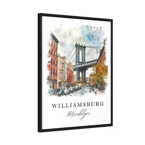 Williamsburg watercolor travel art - Brooklyn, Williamsburg print, Wedding gift, Birthday present, Custom Text, Perfect Gift