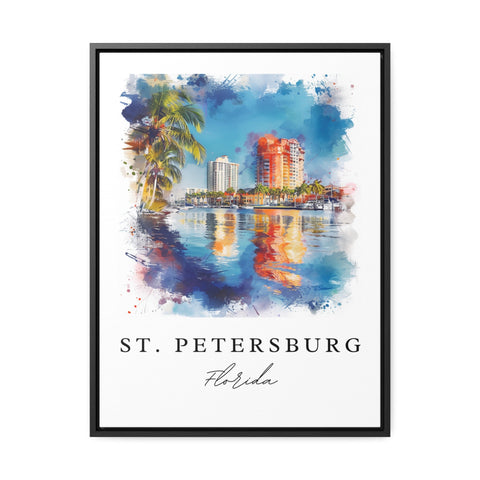 St. Petersburg watercolor travel art - Florida, St. Petersburg print, Wedding gift, Birthday present, Custom Text, Perfect Gift