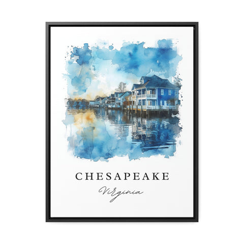 Chesapeake watercolor travel art - Virginia, Chesapeake print, Wedding gift, Birthday present, Custom Text, Perfect Gift